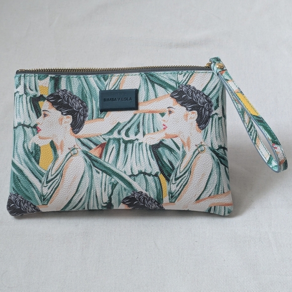 Bimba y Lola Clutch/Wristlet bag a distinctive print with stylized female figure - Picture 2 of 10